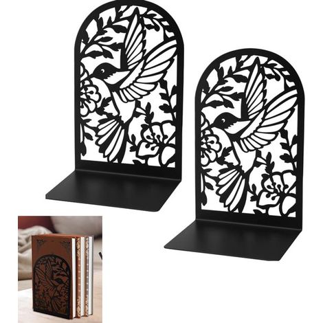 Fermalibri in metallo nero, antiscivolo, ideali per casa, ufficio e scuola. Robusti e decorativi fermalibri in metallo. (1/5)