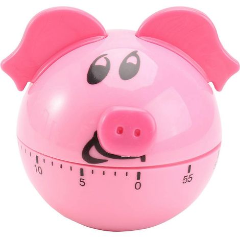 Minuteur mécanique en forme de cochon (rose), pour la maison ou la cuisine. (1/5)