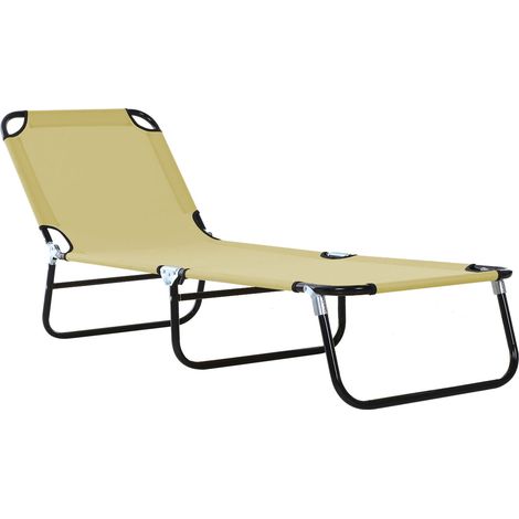 Lettino da Giardino Schienale Regolabile 5 Posizioni Acciaio Tessuto Oxford 188x56x28 cm Beige