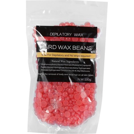 100g Sachet Cire Chaute Épilation Jambes Bras Sans Bandes, Haricots de Cire (Fraise) (1/3)