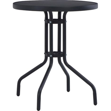 Gartentisch Schwarz 80 cm Stahl und Glas