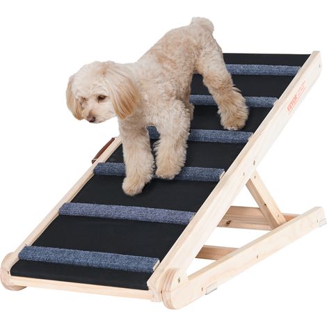 VEVOR Rampa per Cani Lunghezza 1050 mm, Rampa per Auto Pieghevole Antiscivolo per Cani Gatti Altezza Regolabile 35-65 cm, Scivolo per Animali Domestici in Legno a Casa per Auto, Scala per Gatti Cani