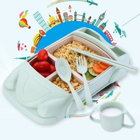 Boîte à lunch - - Enfant - Bleu - Baguettes antidérapantes - Compatible lave-vaisselle (1/4)