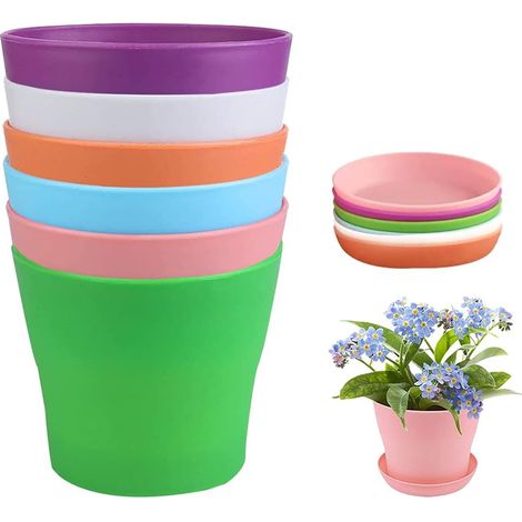 ZOLGINAH Lot de 6 pots de Fleur de 4 pouces Jardinières en Plastique Pots de Plantes à Fleurs Pots de Pépinière de Semis de Fleurs Multicolores Plantes d'Intérieur épaisses pour la Chambre, le bureau, (1/5)