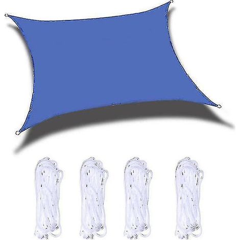 Voile d'ombrage carrée imperméable, voile d'ombrage solaire, auvent, abri (bleu) (1/2)