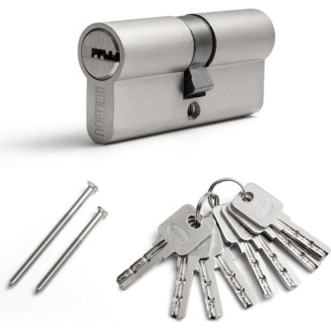 Lock Cylinder, Profile Cylinder 70mm (35/35), Cylinder Lock with 8 Horizontal Keys, Zinc Alloy Cylinder Lock, Suitable for Most Door Types (1/5)