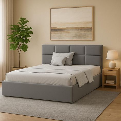 Sofello Polsterbett nach Maß 120x200 Metall-Lattenrost Grau Velour Samtstoff Velvett mit Bettkasten und Stauraum (1/5)