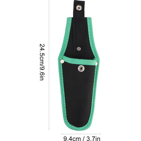 Funda protectora impermeable para herramientas de jardín con cierre de clip – fabricada en tejido resistente de color verde/negro – dimensiones: 24,5 cm (1/5)