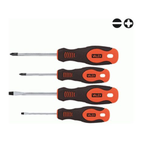 Jeu de 4 tournevis VALEX 1463890 (2 plats + 2 cruciformes PH) (1/3)