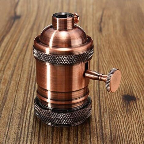 E26/E27 Rétro Vintage Edison Industriel Lampe À Ampoule Douille avec Interrupteur-Bronze Rouge (1/4)