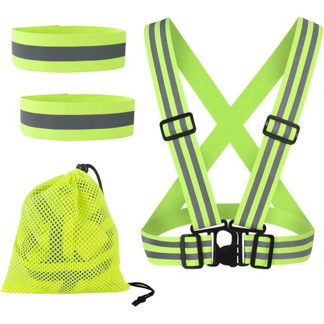 Dispositif de sécurité du Gilet réfléchissant, Ceinture réglable à visibilité, Bras élastique réfléchissant, avec Sac de Rangement pour la Course (1/5)