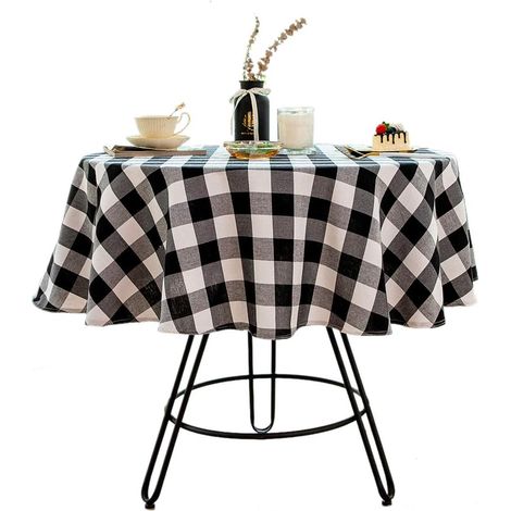 Nappe ronde à carreaux Buffalo, nappe en coton et lin à carreaux pour (1/5)
