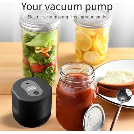 Scelleuse sous vide - Kit de mise sous vide - Scelleuse sous vide - Scelleuse pour bocaux avec couvercle - Rechargeable par (1/4)