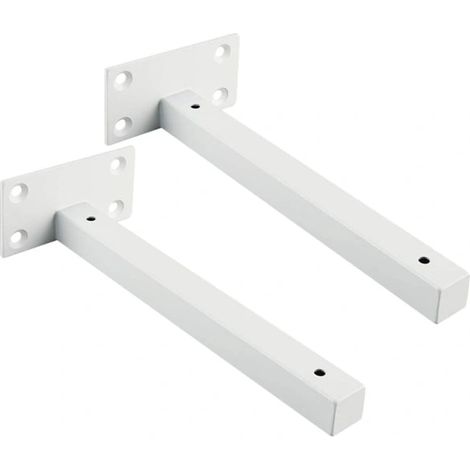 Support d'étagère flottante invisible et robuste pour étagères murales en bois, finition métal blanc givré, lot de 2