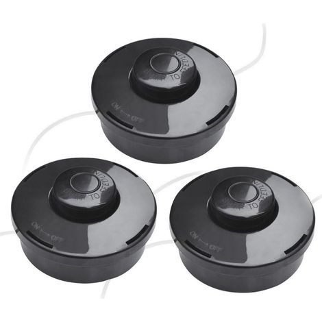 Lot de 3 Tête de débroussailleuse Universelle, A6481 Nylon Bobine de Rechange de Tondeuse Débroussailleuse Tête De Coupe M10 X 1,25 pour Débroussailleuse Thermique à Essence