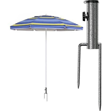 Sonnenschirmständer mit Erdspieß, abnehmbarer, verstellbarer und robuster Bodenanker, Sonnenschirmständer mit Erdspieß, Sonnenschirmhalter, Sonne (1/4)