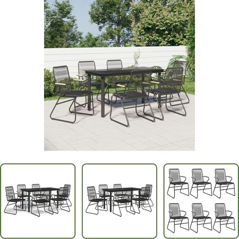 vidaXL Salle à manger extérieure - Ensemble à manger de jardin 7 pcs Noir Rotin PVC (1/5)