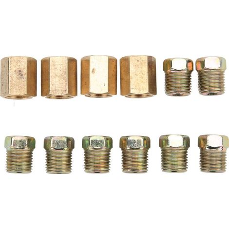 Assortiment de 12 raccords de conduite de frein en laiton, filetage 7/16 po-24, pour tube de frein de 1/4 po. (1/5)