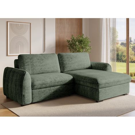 Canapé d'angle convertible et réversible avec coffre en velours (1/5)
