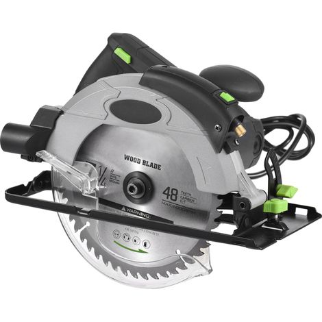 Scie circulaire filaire 12 A 5500 tr/min avec lame de 184 mm (7-1/4 po) et guide, profondeur de coupe max. 62 mm (2,45 po) (90°) et 46 mm (1,81 po) (45°) pour la découpe du bois, du plastique, des bûc (1/5)