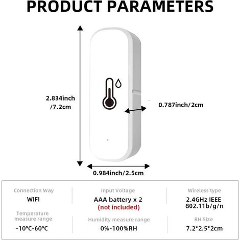 2 x Tuya Wifi Capteur de température et d'humidité Thermomètre-hygromètre d'intérieur 2 (1/5)