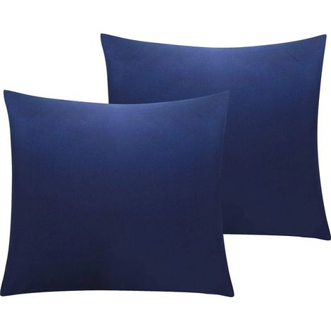 Lot de 2 Taies d'oreiller en Microfibre avec Fermeture éclair, Taie d’Oreiller Facile à Laver et Super Doux, 65x65cm, Bleu Marine (1/5)