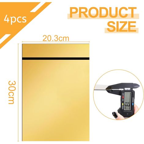 LALAGO 4 Pièces Plaque de Gravure Laser 30x20cm 1,3mm, Feuille pour Bricolage en Plastique ABS Noir sur Or Miroir, Plaque à Graver Plastique Couleur Bicouche pour Gravure, Peinture, Découpage (1/4)
