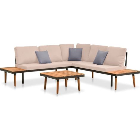 4-tlg. Garten-Lounge-Set mit Kissen Massivholz Akazie vidaXL (1/5)