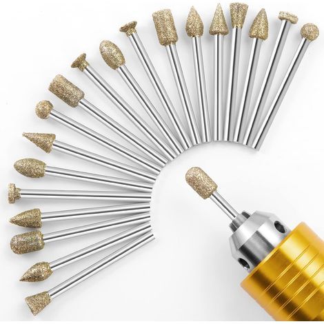 20-piece rotary tool accessories for carving, grinding, polishing, and engraving on stone, ceramics, and glass (1/5)