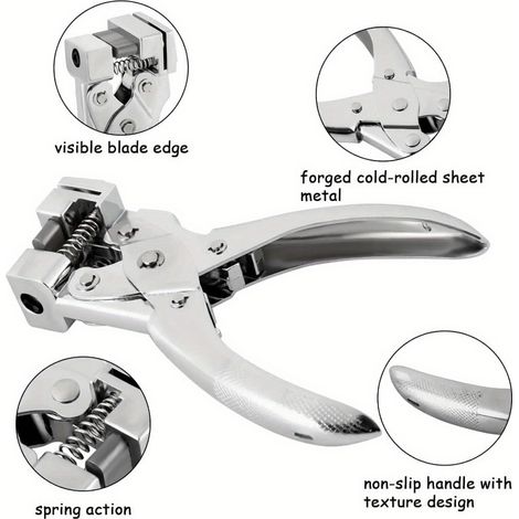 T-förmiger Locher mit Chromoberfläche, multifunktionaler Schmetterlings-/Fliegerlocher für Lederwaren, vielseitig einsetzbar. (1/5)