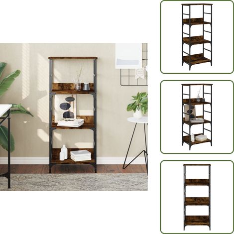Design industriale - vidaXL Libreria Rovere Fumo 50x33x117,5 cm in Legno Multistrato - Scaffale in acciaio