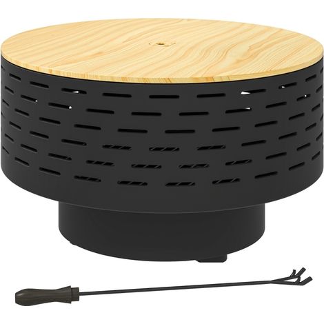 Brasero 3 en 1 Ø60 x 39 cm de acero inoxidable con parrilla, cortavientos y atizador HOMVRA (1/5)