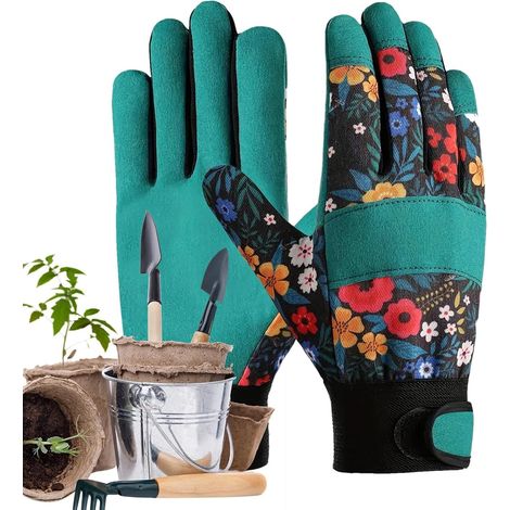 Guantes de jardinería, manoplas de trabajo resistentes al desgaste y a las perforaciones con agarre seguro, protección para las manos en exteriores para cavar, podar, plantar, trabajar en el jardín, r (1/5)
