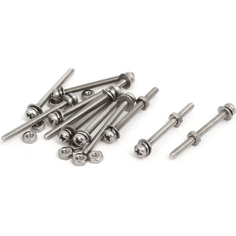 M2x25mm vis tête cruciforme écrou vis avec Rondelle Acier inox 304 12 Set (1/4)