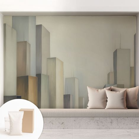 Papier peint intissé décoratif avec motifs pour salon et chambre a motif - Colle incluse gratuite Gratte-ciel urbains 208x146 cm (1/5)