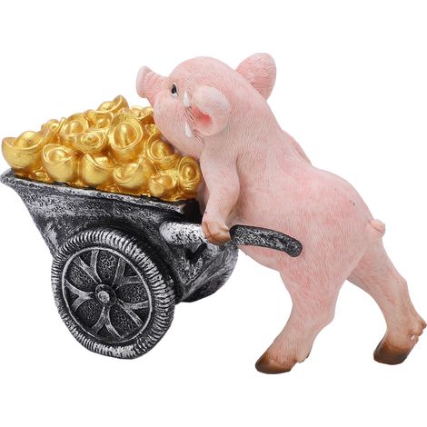 Figurine Porte-Bonheur Cochon en Résine Finement Sculptée - Idée Cadeau Déco Maison ou Bureau (1/5)