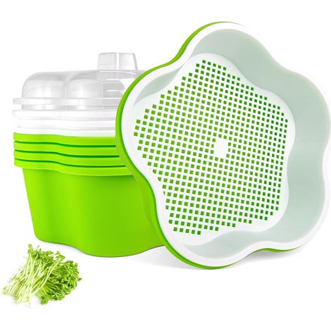 4 Pcs Seed Germiner for Sprouting Seeds, Seed Tray, Seedling Tray Seed Germination Kit with Lid, Germination Tray, Seed Tray for Beans, 20 cm x 12 cm Large Germinator (1/5)