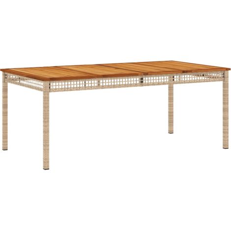 Table de jardin beige 180x90x75 résine tressée et acacia (1/5)