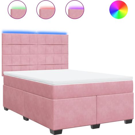 Maison Exclusive - Sommier à lattes de lit avec matelas Rose 140x190 cm Velours (1/5)