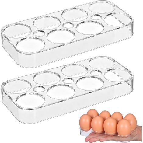 Set di 2 portauova per frigorifero, trasparenti, ideali per conservare e trasportare le uova. (1/5)