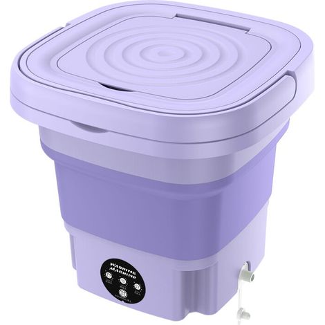 Machine a laver Portable pliable avec centrifugeuse 8l 220V Mini-linge automatique pour chaussettes sous-vetement Violet (1/5)