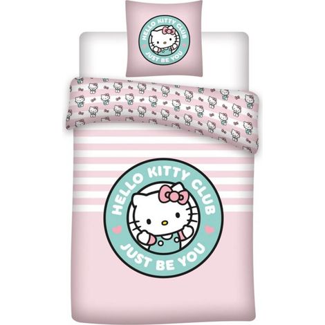 Parure de lit réversible 100X140 cm Hello Kitty (1/3)