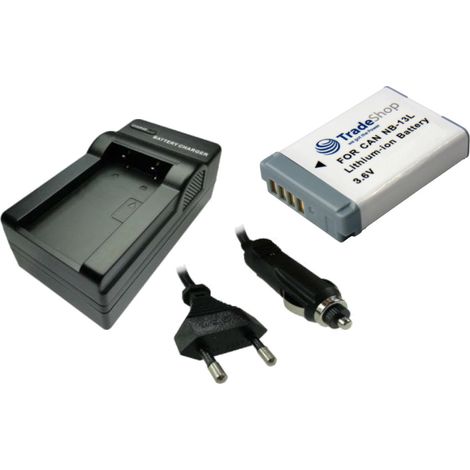 Trade-Shop 2in1 Set: Akku 1250mAh + LED Ladegerät inkl. Kfz-Ladekabel kompatibel mit Canon PowerShot SX620 SX720 SX730 SX740 (1/2)