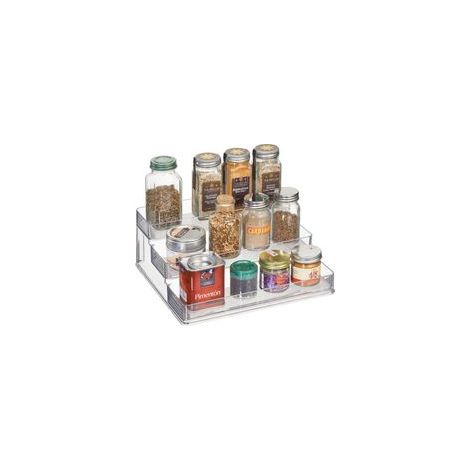 Organisateur Cuisine pour Placards, Grande Étagère Cuisine à 3 Étages en Plastique, Transparent 25x24x10cm (1/5)