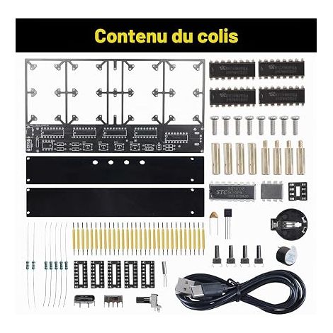 DIY Alarm Clock Soldering Kit with LED Filament 4 Digits Soldering Training Kit Clock Soldering Training Kit Adjustable LED Brightness Electronic Digital Welding Clock for Beginners (1/4)