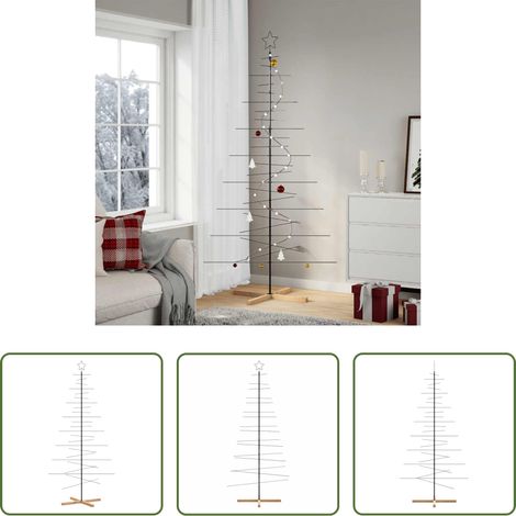 Weihnachtsbaum Dekoration - Metall-Weihnachtsbaum zum Dekorieren Holzständer Schwarz 210 cm (1/5)