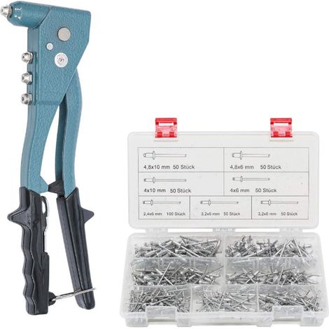 Lot pince a riveter de 2.4 - 3.2 - 4 et 4.8 mm et coffret de 400 rivets (1/3)