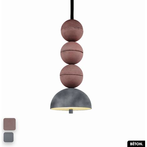 Lampe de suspension en béton velours - BOSFOR CONCRETE VELVET LILAS - GRIS 3 BALLES LED 14W (1/2)
