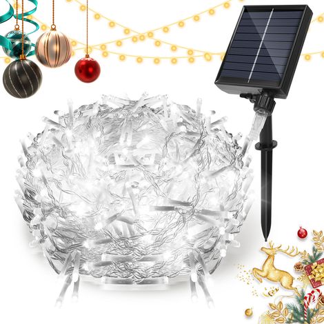 Randaco Guirlanda Luminosa Solare Esterna LED Tendina Luminosa Decorazione Natalizia Impermeabile IP44 Bianco Freddo 5M 198LEDs (1/5)