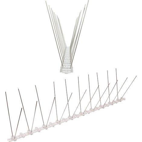 3 metros (6 pezzi di 0,5m ogniuno) de Púas antipalomas con base de Policarbonato - 2-hilera de Púas antipalomas la solución de calidad para el control de aves (1/5)